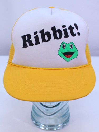 Cappello berretto Ribbit Frog Froggy 101 The Office maglia camionista giallo vintage Sportco NOS PA - Foto 2 di 12