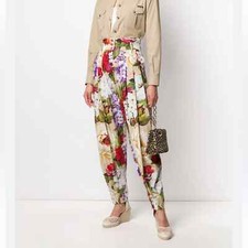 Dolce & Gabbana floral print tapered trousers size 2 / 38 pretty summer spring