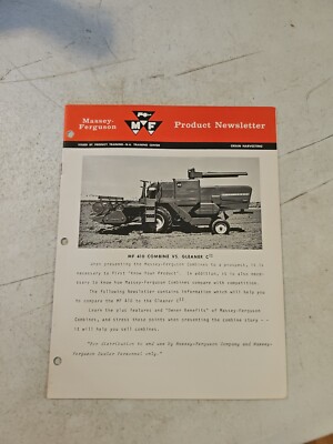 VINTAGE 1966 MASSEY FERGUSON MF 410 COMBINE vs GLEANER  PRODUCT NEWSLETTER 