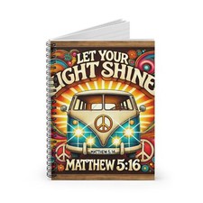 Faith Spiral Notebook, Christian Hippie Journal, Let Your Light Shine Gift Idea