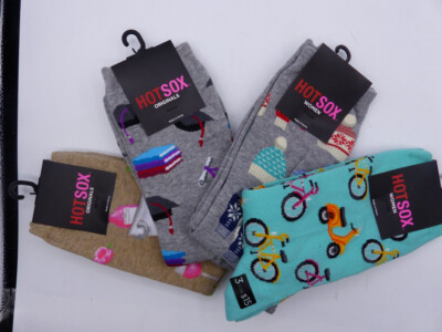 LOT OF 4 HOT SOX HO002762 HO002765 HO000911 HO002141 WOMENS MIXED SOCKS SZ 9-11