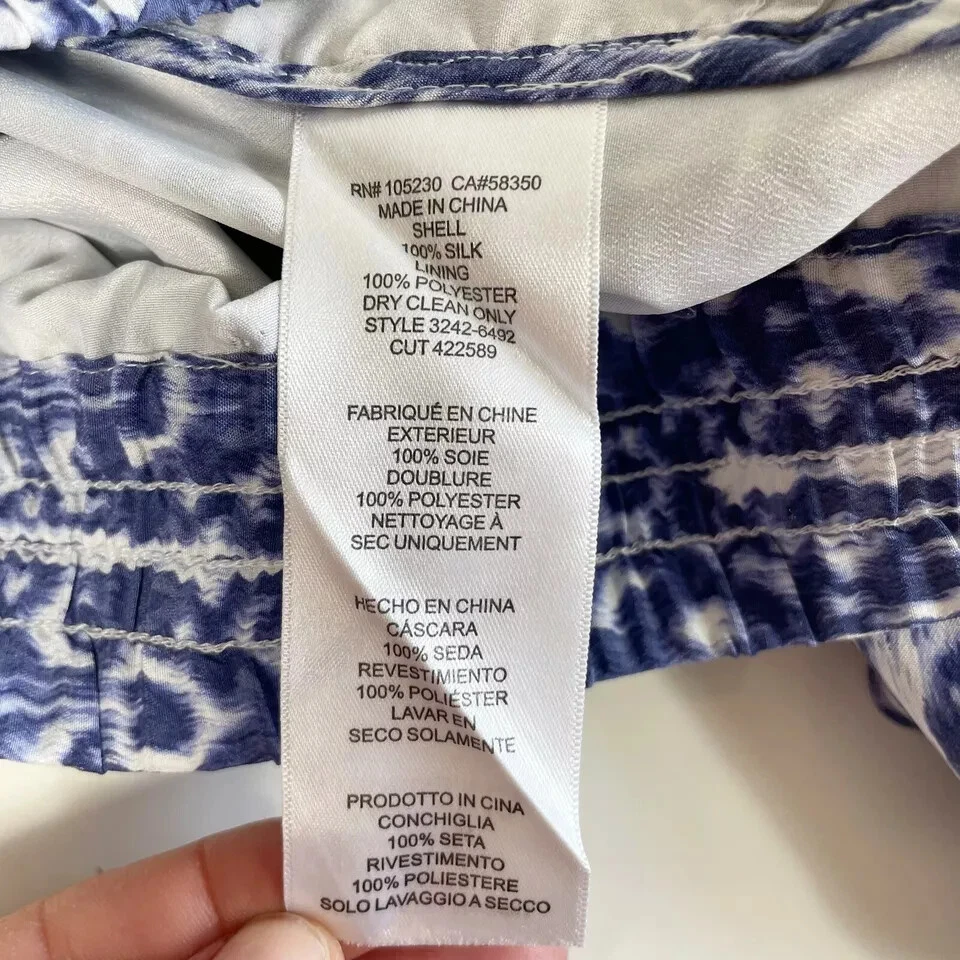 Pantalones Cortos de Salón Joie Layana con Cordón para Mujer XS Azul Ikat Seda Corbata Bolsillos Frontales Foto 4 de 4