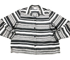 Alfred Dunner Women Blazer Sz 14 Black White Striped Button Up Pockets