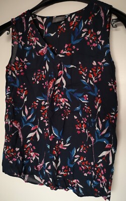 T Shirt Top Blouse Babydoll Vest Top Womens 38 M Black Floral By Jessica