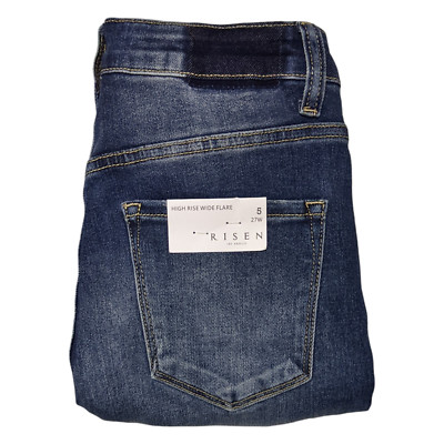 Risen High Rise Wide Leg Jeans Size 27 Blue Denim 90s Style Grunge Trendy NWT