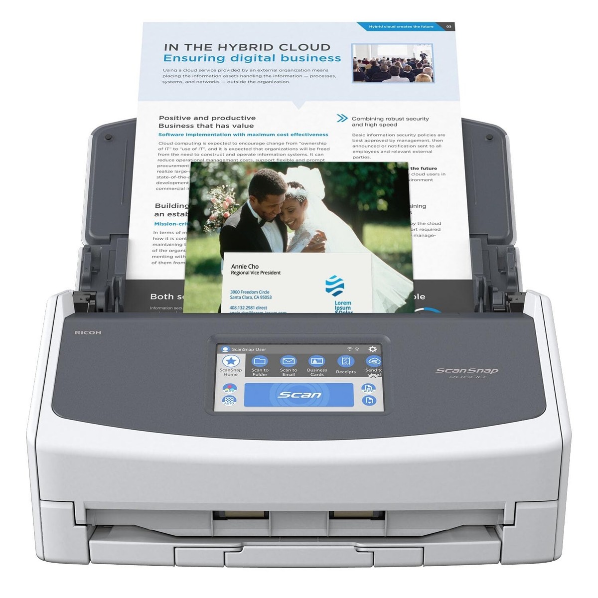 ScanSnap iX1600 ホワイト Fujitsu ScanSnap iX1600 Large Format ADF Scanner - White for