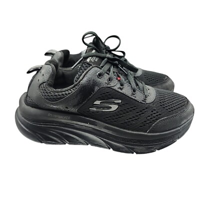 Skechers Wide Fit Womens Black D'lux Walker Infinite Lace Up Sneakers Size 8