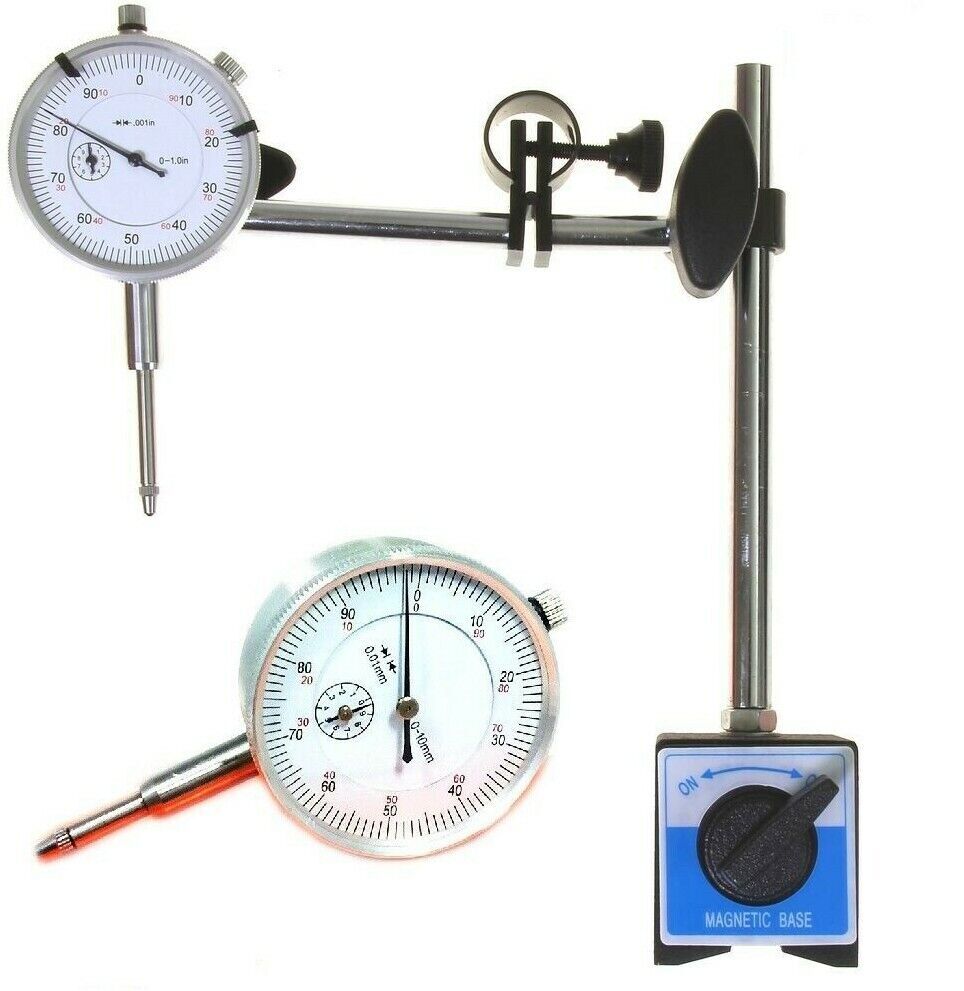 Base Magnetica Con Supporto Snodabile + Comparatore 0-30 Mm Per Tornio - Set Di Precisione