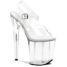 PLEASER Sexy Stripper Dancer Shoes Clear Tall Platform 8" High Heels FLAM808/C/M