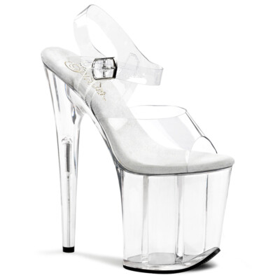 PLEASER Sexy Stripper Dancer Shoes Clear Tall Platform 8'' High Heels FLAM808/C/M