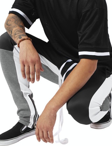 Pantaloni da uomo da pista jogger hip hop polilaterale cerniera alla caviglia cordino lungo techno - Foto 7 di 57