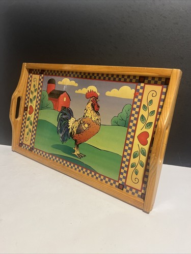 Beautiful wooden rooster serving Tray