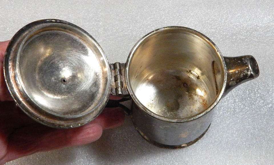 Vintage WEAR BRITE Creamer Tea or Coffee Pot Hinged Lid Nickel Silver