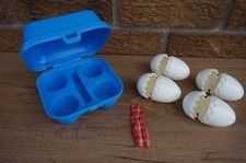 PLAY Food Vtg Fisher Price Fun with Food Bacon Eggs Blue Container Set 2127 Lot
