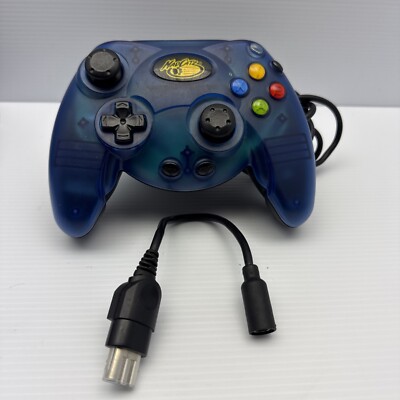 Blue Wired Xbox Mad Catz Control Pad Controller #4516 2001 Madcatz - W/ Adapter!