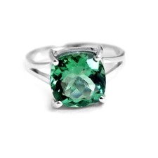 Emerald Engagement Ring 925 Sterling Silver Ring lab created Stone gift for her