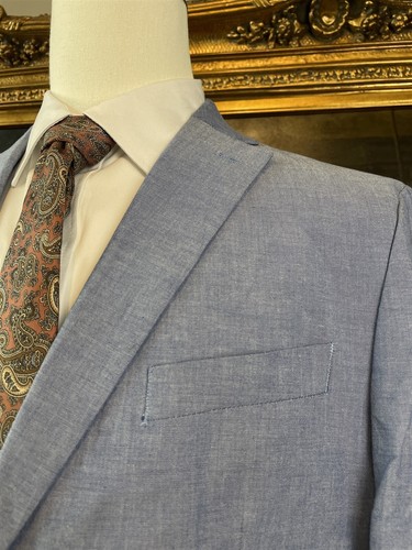 NEW IZOD 42R Light Blue Heather 100% Cotton 2Btn Blazer Beach Wedding Jacket - Picture 2 of 11