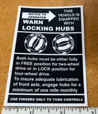 Warn locking hubs warning sticker bronco amc wagoneer heep scout blazer