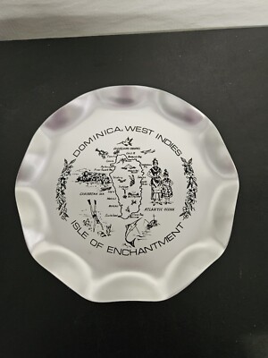 Vintage Barbados Landmark Map Aluminum Plate Dominica, West Indies