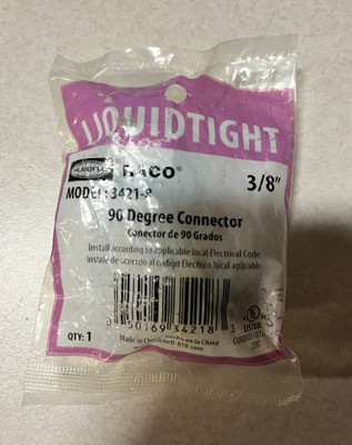 Hubbell LiquidTight Raco 90 Degree Connector 3/8'' #3421-8