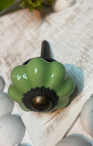 2 Vintage-Green JADITE Ceramic Glass Drawer Pulls Cabinet Knobs 1 1/4” hardware - Picture 6 of 13