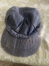 Unbranded Boy's Youth Train Conductor Hat Blue White Striped Billed