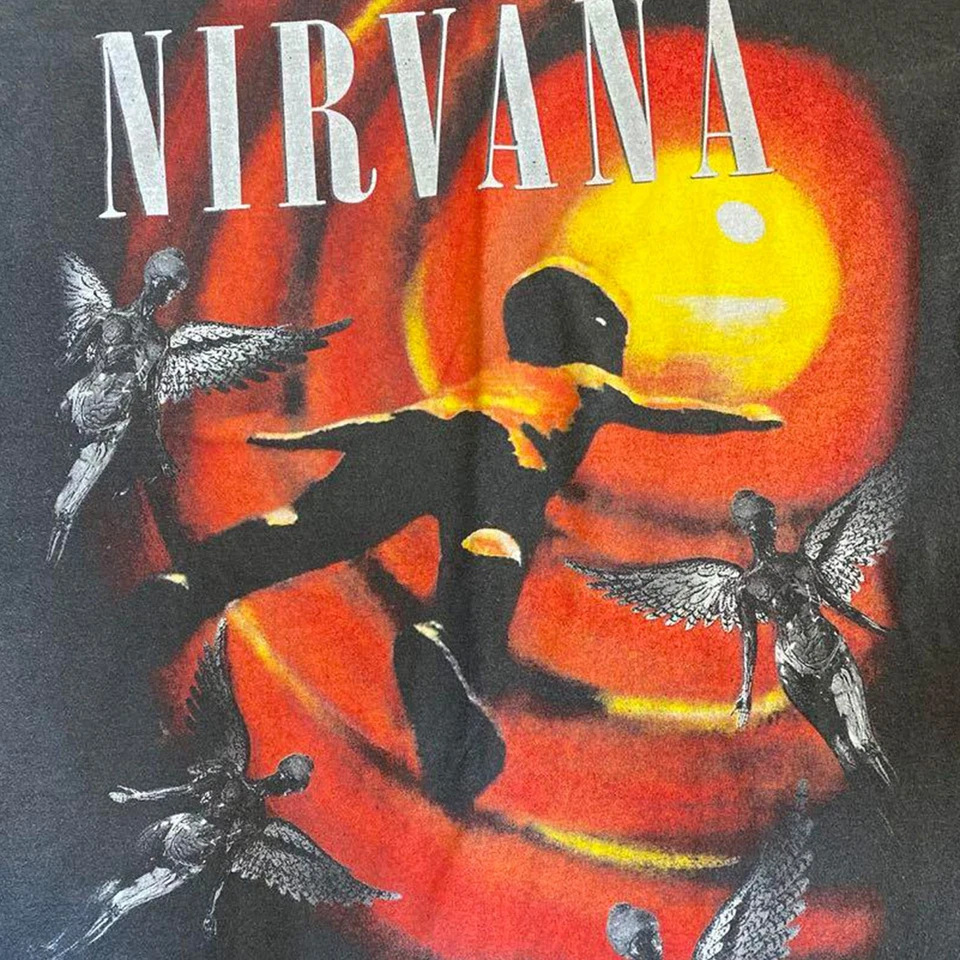 NIRVANA Kurt Donald Cobain 90s Vintage Rock Band T-shirt Black Men XL Size Japan - Image 4 of 4