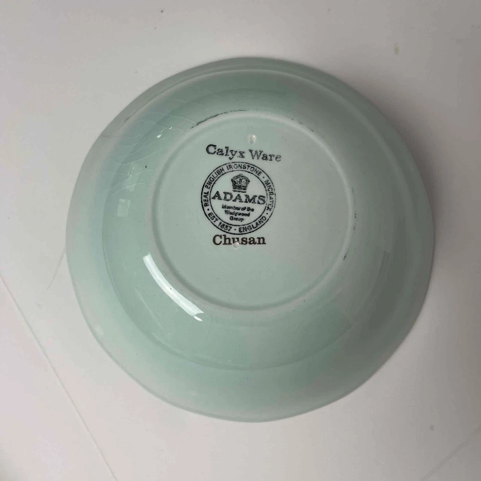 Adams 复古 Calyx Ware 铁石沙拉盘和碗淡蓝色鸟 — 第 4/4 张图片