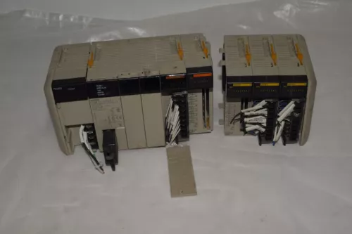 ^^ OMRON PA203 PLC W/ COM1H-CPU21 CONTROLLER, ID211, OC211 (3) (LGC11)