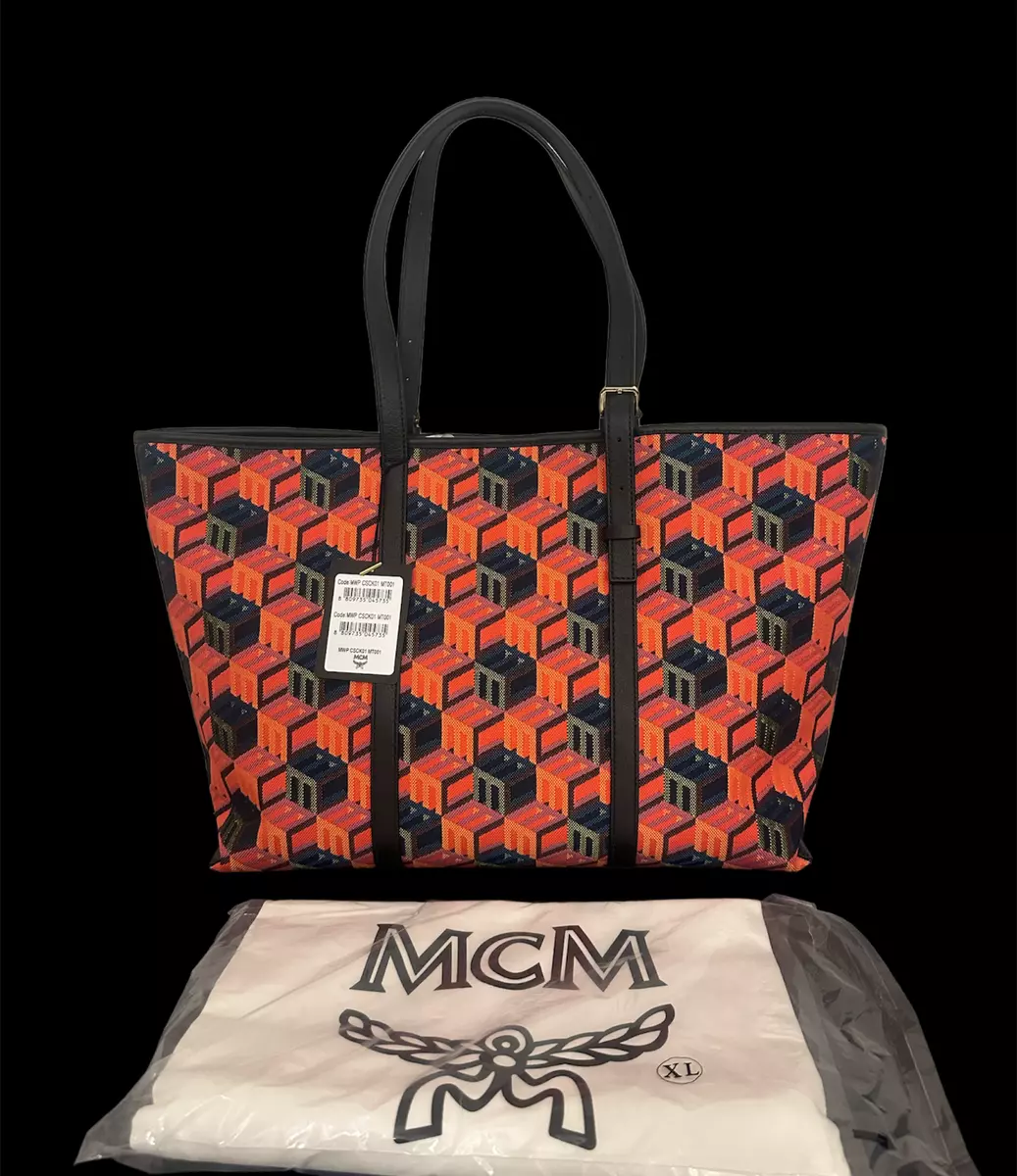 cubic-monogram jacquard tote bag, MCM