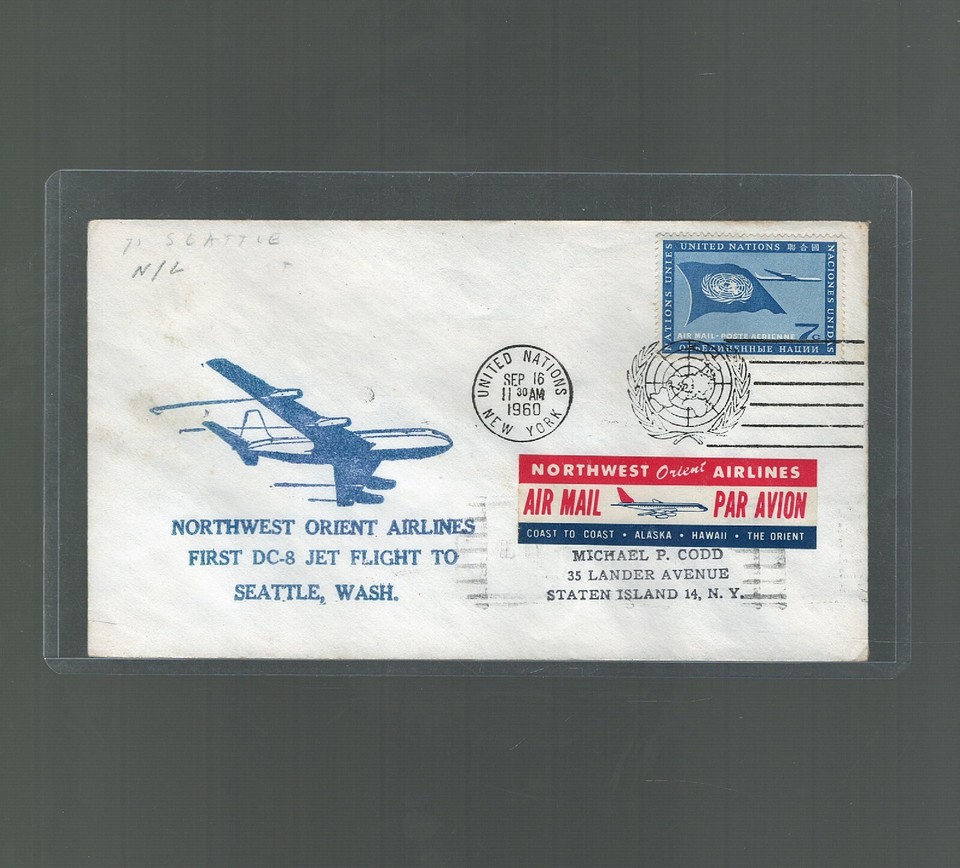 US First Flight Cover Northwest Orient New York to Seattle Washington