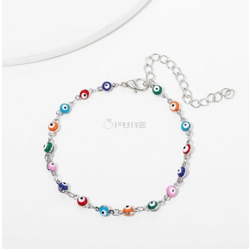 Damen Böse Augen Perlen Fußkettchen Sterlingsilber Knöchelkette Armbänder Sommer Strand - Bild 7 von 7