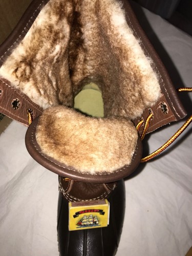 LL Bean 10" Shearling-Lined Boots UK8 US9 Tumbled Leather Maple/Brown - Picture 6 of 8