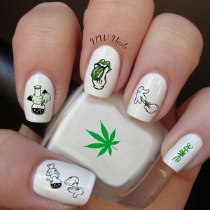 Stoner Hands Day Nail Art Water Slide Decals Pot Leaf Weed 420 Dope Stoner Hands Day Nail Art Water Slide Decals