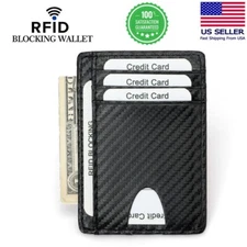 Slim Minimalist Card Holder Front Pocket RFID Blocking Leather Wallet for Men