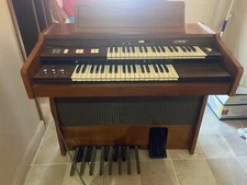 farfisa wooden electric organ  - pedals and double deck keys