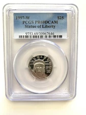 1997-W $25 STATUE OF LIBERTY AMERICAN EAGLE PROOF 1/4 OZ PLATINUM PCGS PR69DCAM