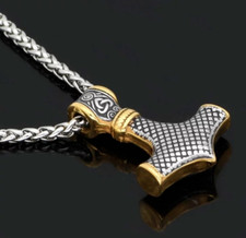Collana Uomo Stile Vichingo Con Pendente Fenice E Occhio Rosso - Colore Argento Antico - Foto 5