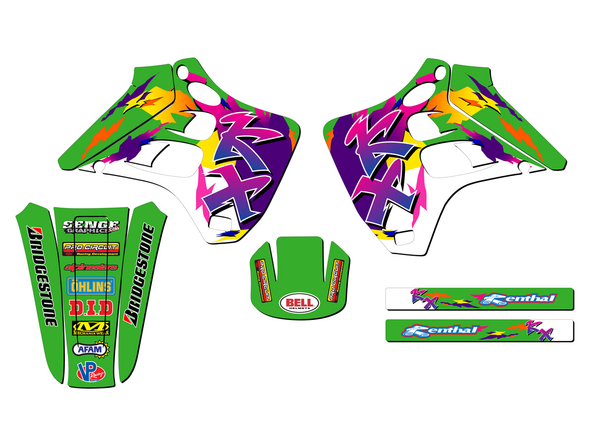 ガルフレ サインセット 1990-1991 KX 125 THROWBACK Green Senge Graphics Kit Compatible