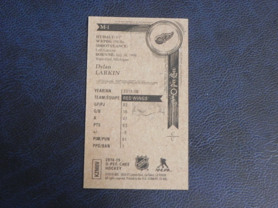 2018-19 18/19 O-Pee-Chee OPC Mini BLACK M-1 Dylan Larkin Detroit Red Wings - Image 2 of 2