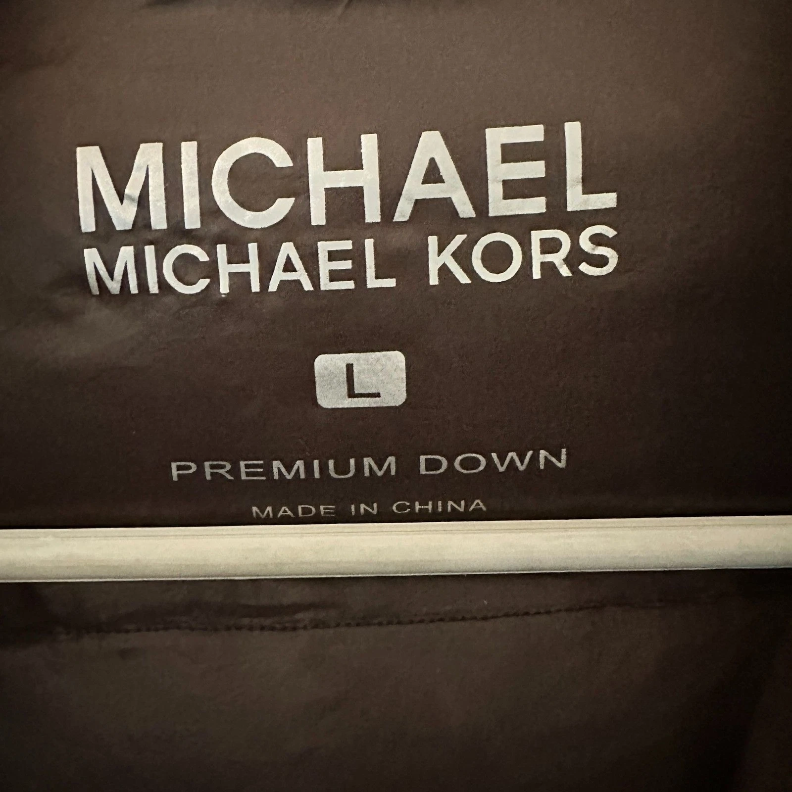 Giubbotto imbottito Michael Kors nero marrone premium piumino full zip con cappuccio taglia L