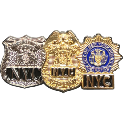 NYPD Officer Sergeant Detective Lapel Pin dual plated 3D top