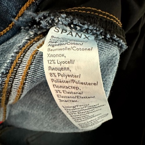 Spanx Ankle Jeans Womens M Blue Denim Distressed Raw Hem High Waisted Skinny Leg - Picture 5 of 13