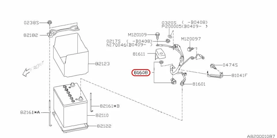 Terminal de cable de batería positivo Subaru OEM 81608AG020 para Legacy Outback Foto 3 de 4
