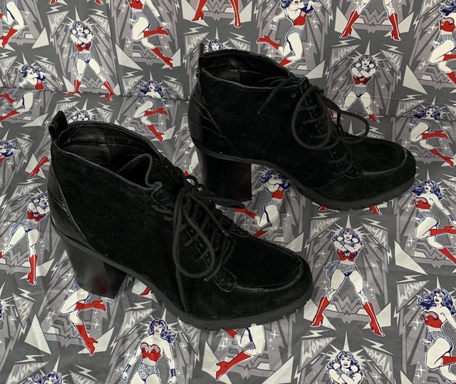 New Circus by Sam Edelman Platform Ankle Booties Black Leather New 9.5