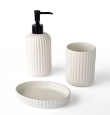 3pc Bath Accessories Set Matte White - Bullseye's Playground