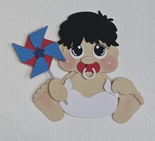 4th of July Baby Boy Black Hair. Scrapbook, Card making Paper Piecing