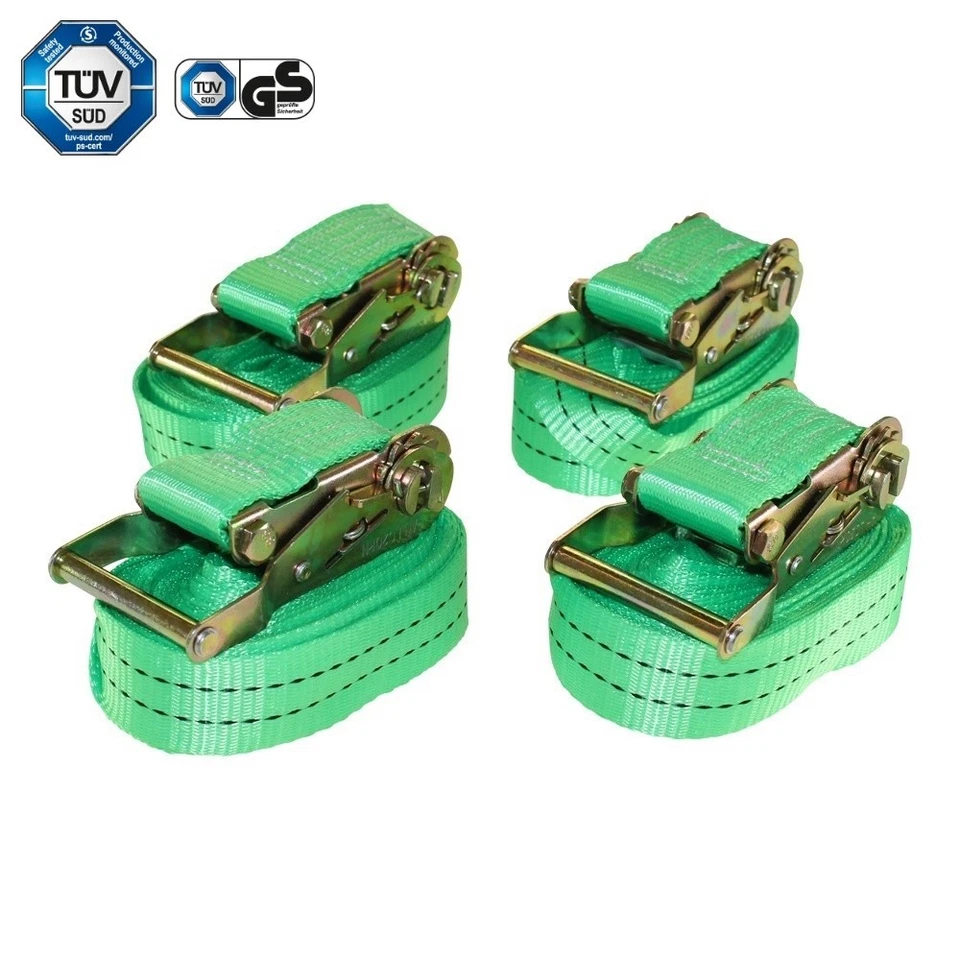SET 4 STÜCK! Zurrgurt Spanngurt mit Ratsche 6m 38mm 2t 2000kg 2000 daN einteilig - Bild 2 von 4