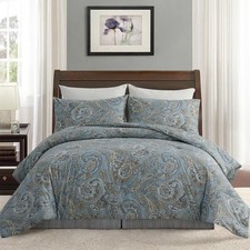 100 Cotton Duvet Cover King Size Blue Boho Paisley Pattern Duvet Cover Sets W/