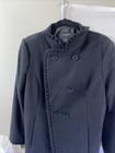Ann Taylor Factory Size Medium Black Wool Blend Double Breasted Peacoat Ruffle — photo 3